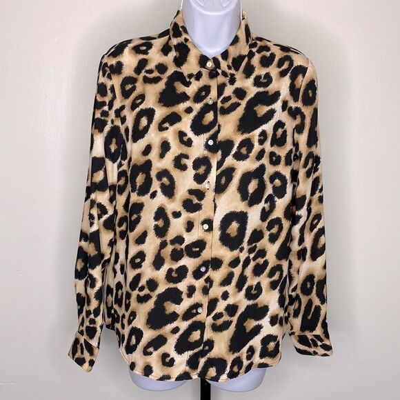 NEW…Taupe/Black cheetah button down shirt size S (small) from Forever21 - Picture 1 of 3